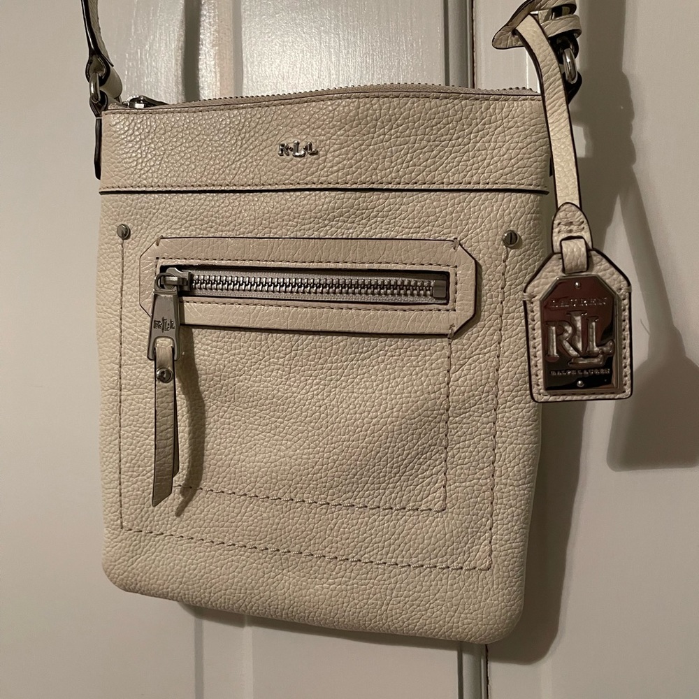 Lauren Ralph Lauren Cream Small Leather Crossbody